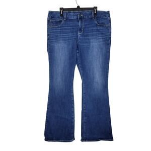 American Eagle Curvy Kick Boot Jeans Womens 18 Blue Stretch High Rise Denim